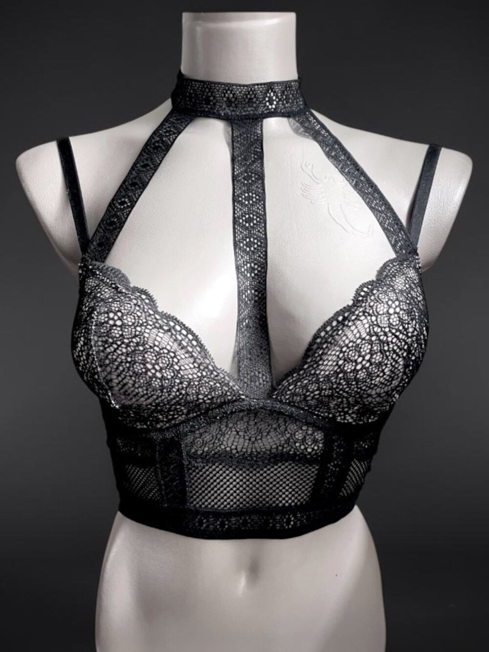 Victoria's Secret Undisclosed Longline black lace bralette 32C.